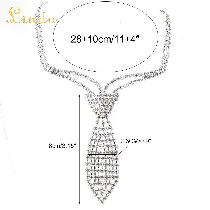 Sparkling Crystal Rhinestone Necktie Necklace
