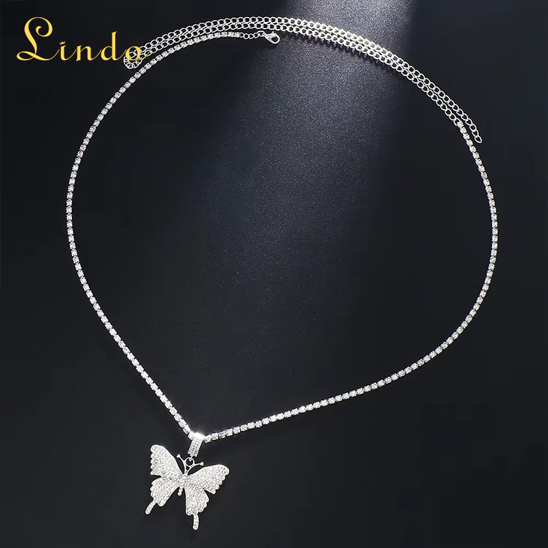 Sparkling Rhinestone Butterfly Waist Chain