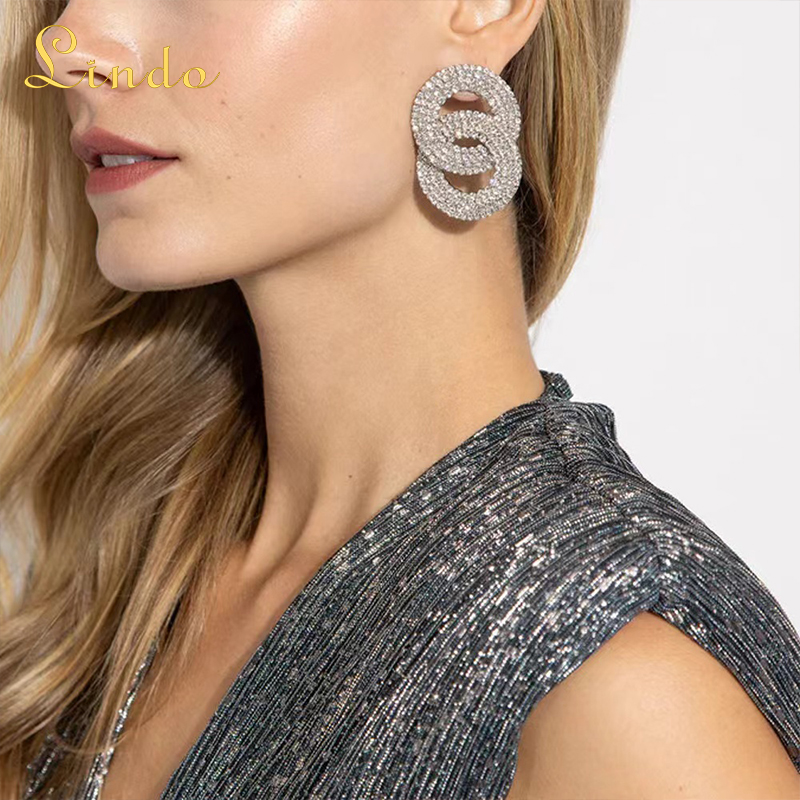 Sparkling Rhinestone Circle in Circle Earrings