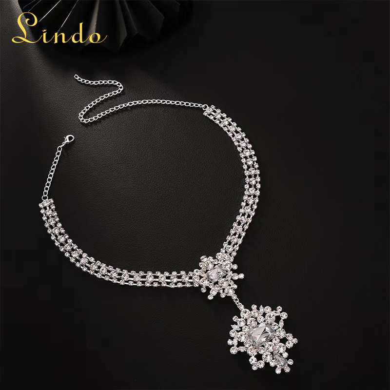 Vintage Rhinestone Necklace with Large Pendant