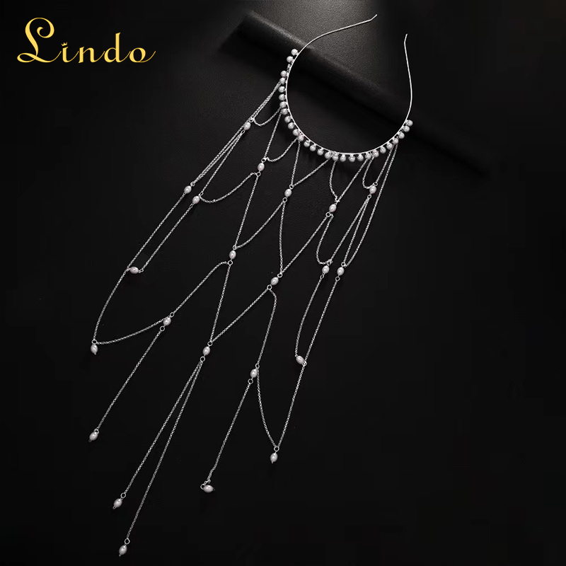 Wedding Bridal Pearl Headband Chain