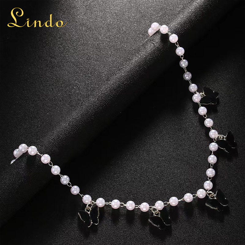 Black Butterfly Pearl Choker Necklace