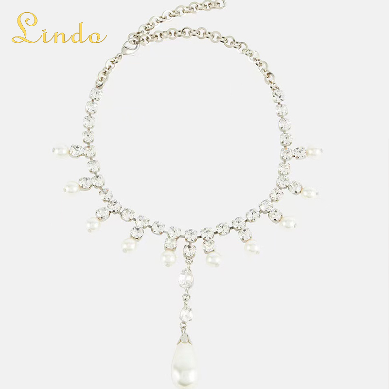Pearl and Crystal Choker Necklace