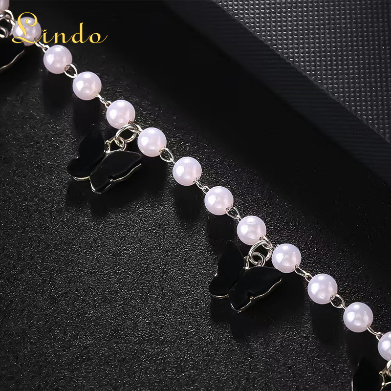Black Butterfly Pearl Choker Necklace