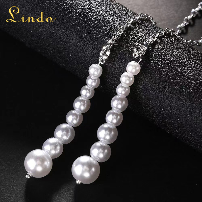 Dainty Long Chain Pearl Necklace