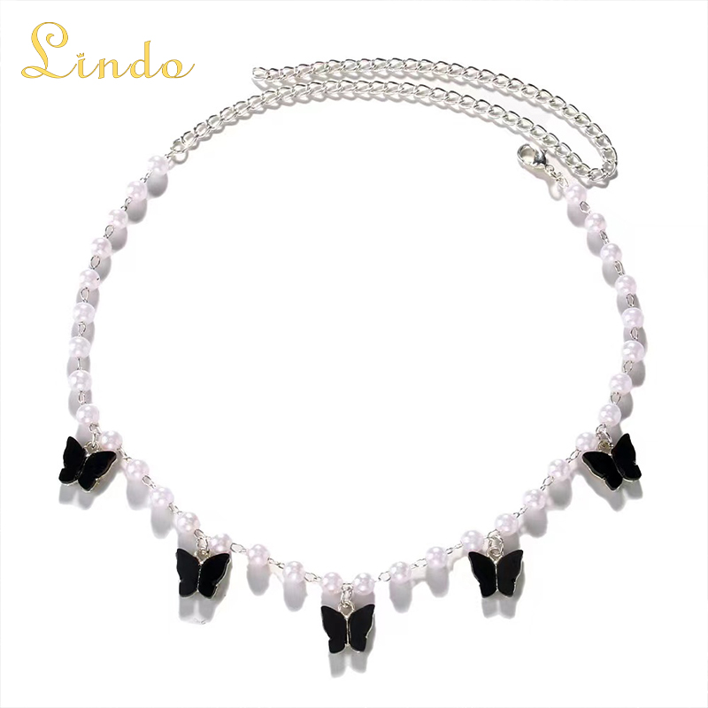 Black Butterfly Pearl Choker Necklace