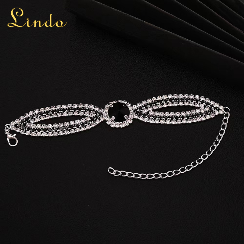 Black Rhinestone Bracelet for Women