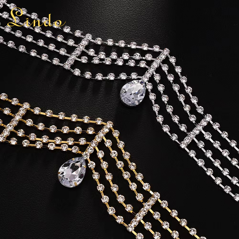 Bling Rhinestone Choker Necklace with Teardrop