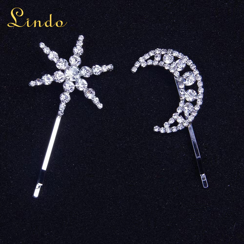 Bling Star and Moon Hair Pins