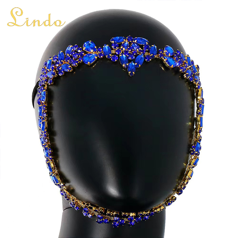 Blue Crystal Rhinestone Masquerade Mask