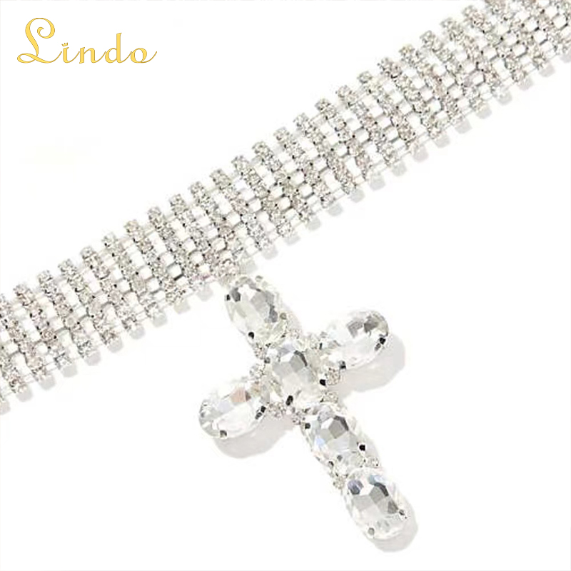 Crystal Big Cross Choker Necklace