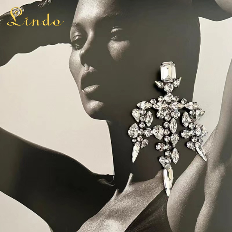 Crystal Large Black Drop Earrings