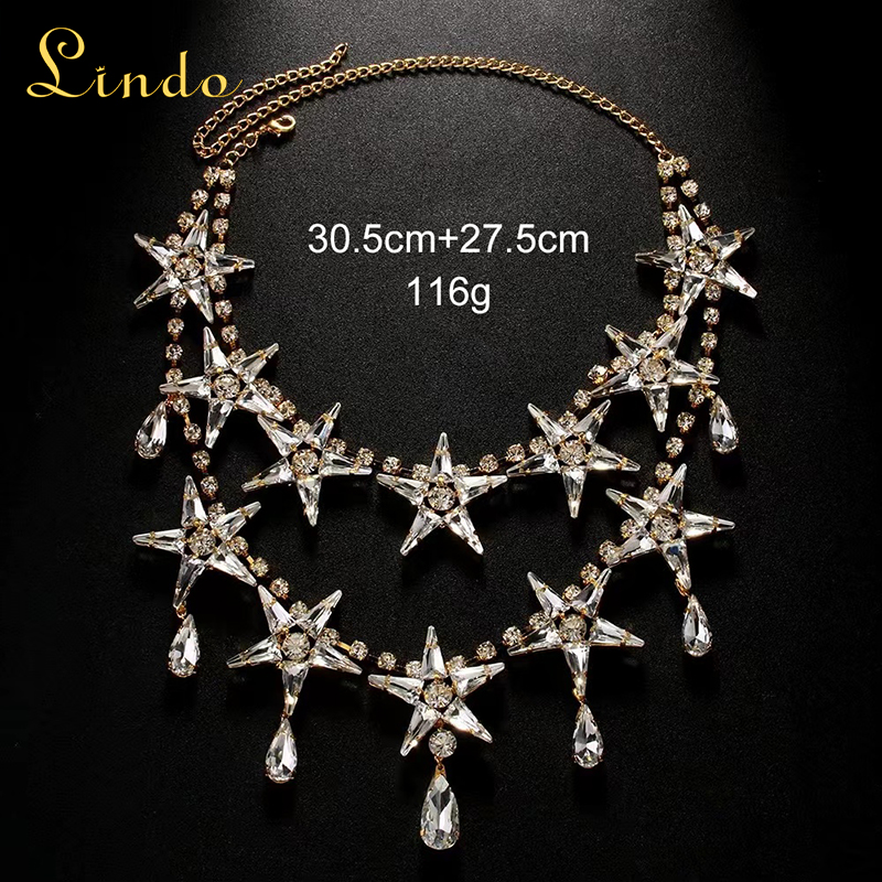 Crystal Rhinestone Big Star Necklace