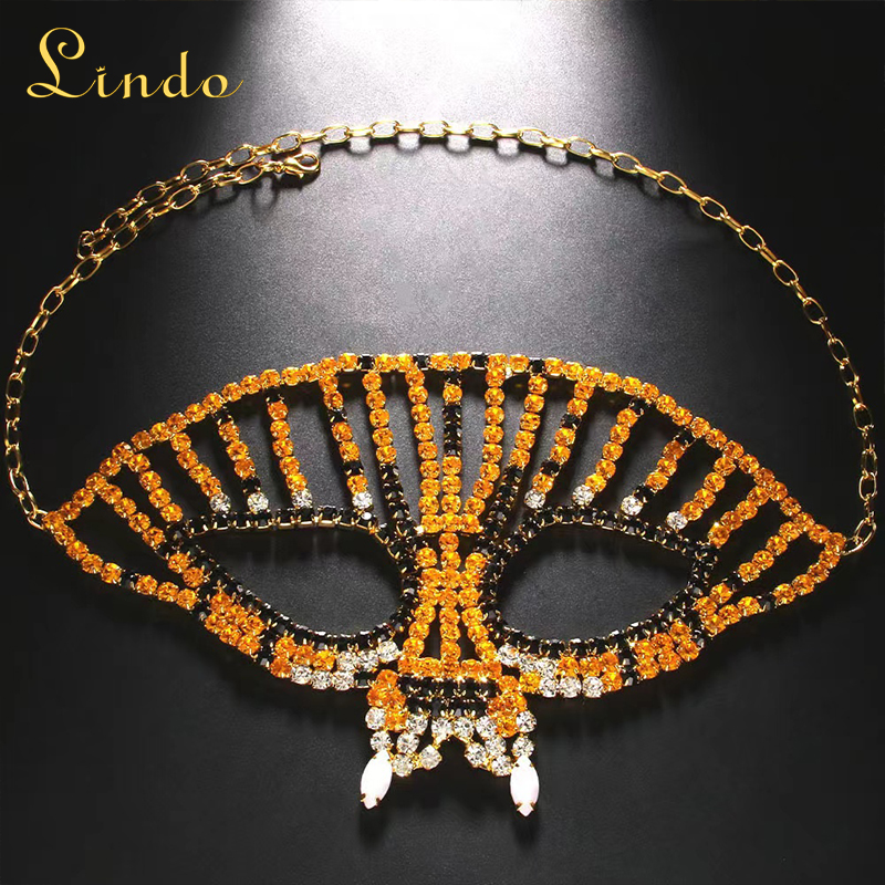 Crystal Rhinestone Black and Gold Masquerade Mask
