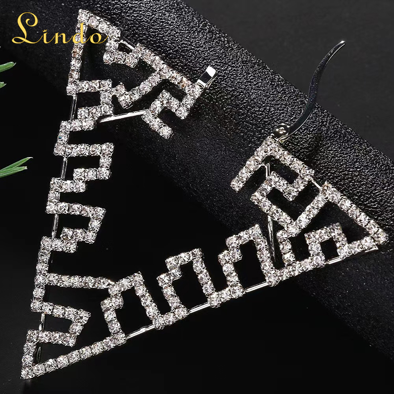 Dazzling Rhinestone Triangle Hoop Earrings