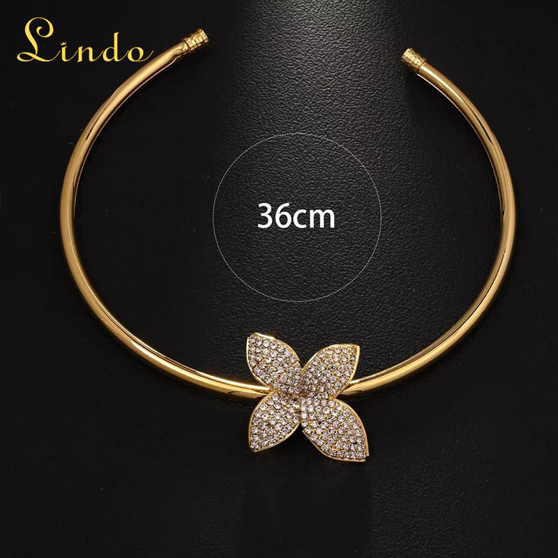 Floral Metal Collar Choker Necklace