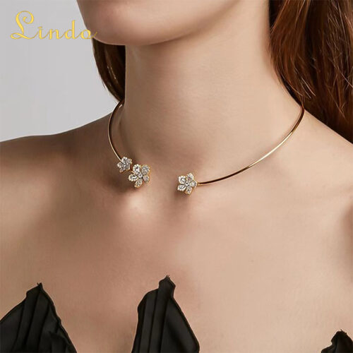 Flower Metal Choker Necklace