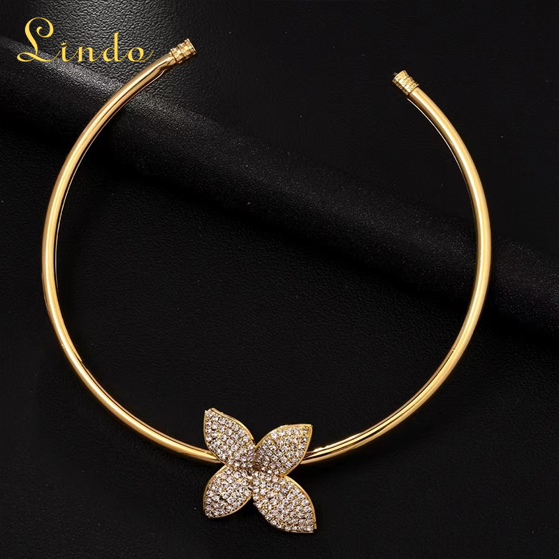 Flower Metal Collar Choker Necklace