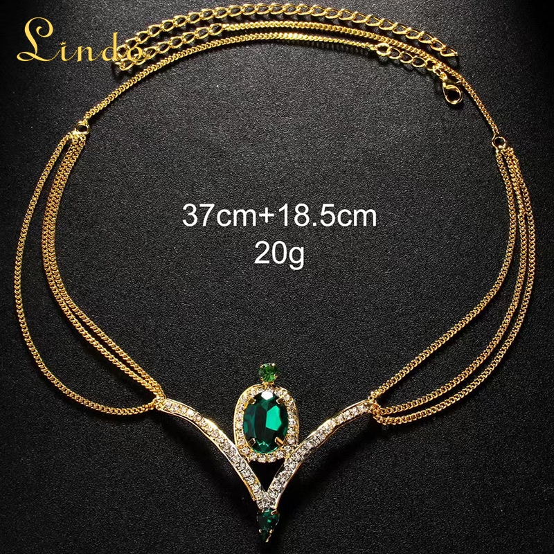 Gold Color Embelished Rhinestone Headdress Jewelry