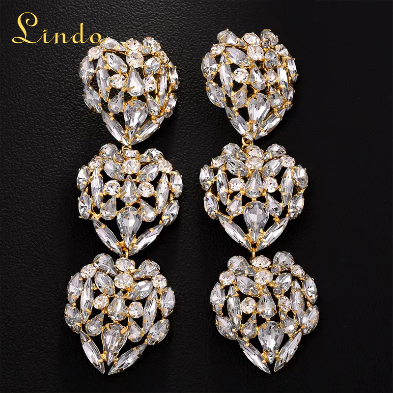 Gold Color Heart Drop Earrings