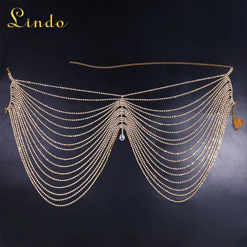 Gold Color Rhinestone Sexy Belly Chain