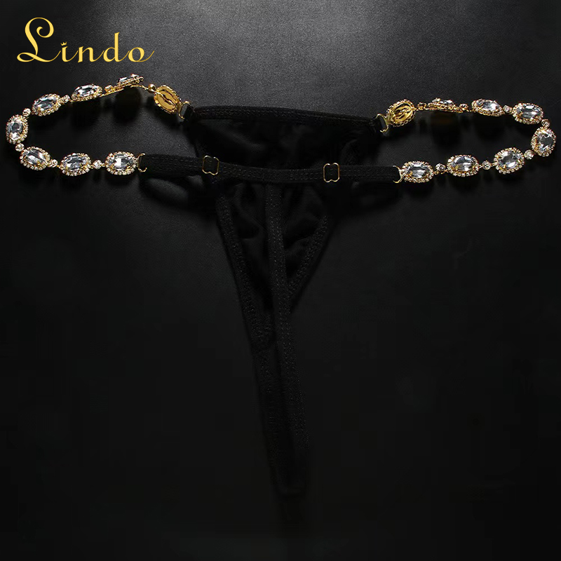Gold Color Rhinestone Thong Chain