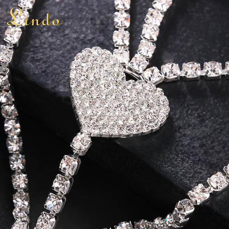 Heart Rhinestone for Body Chain Top