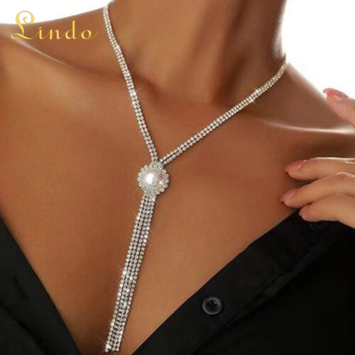 Long Rhinestone Necklace