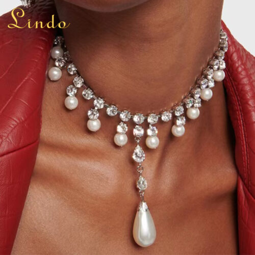 Pearl and Crystal Choker Necklace