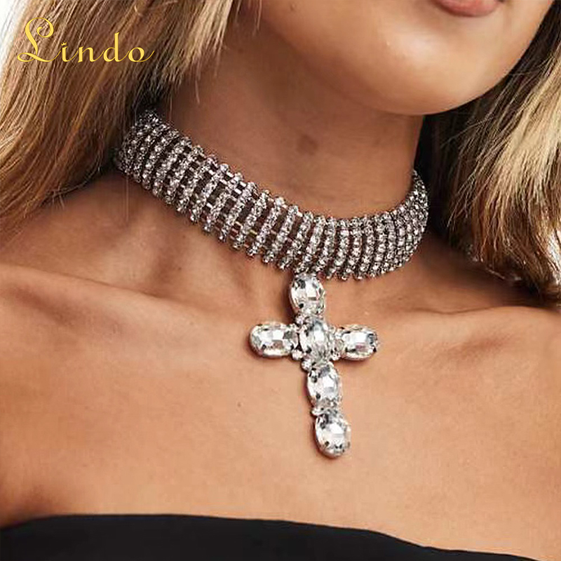 Rhinestone Big Cross Necklace