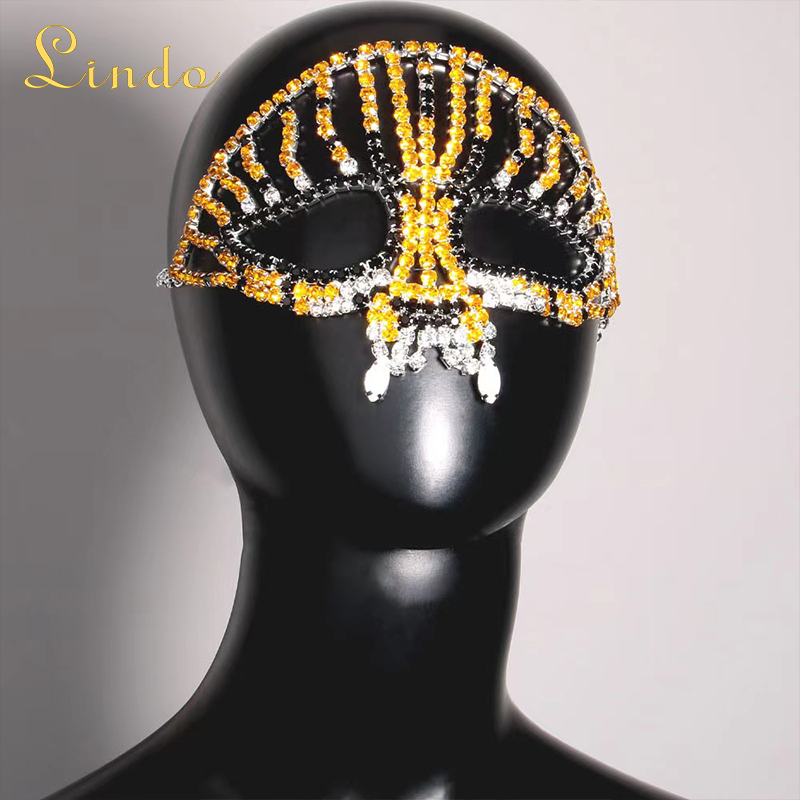 Rhinestone Black and Gold Masquerade Mask