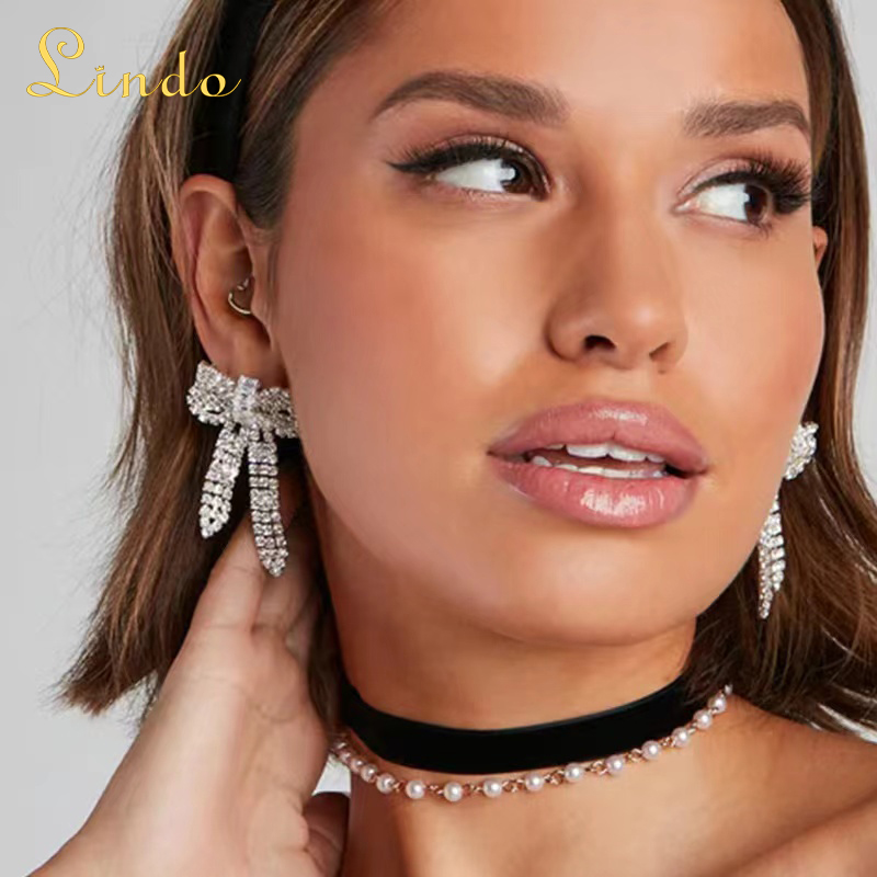 Rhinestone Bow Earrings