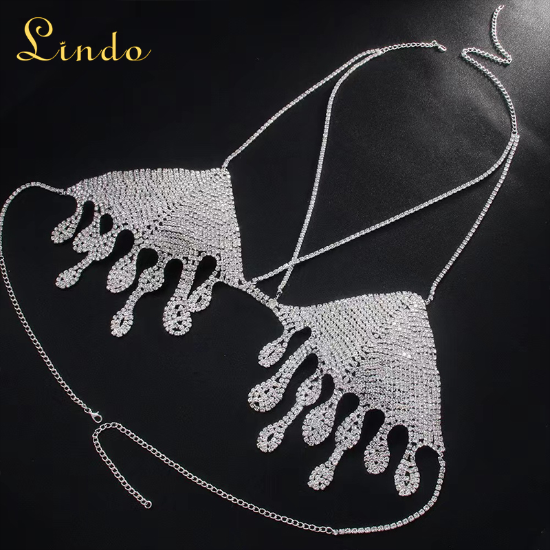 Rhinestone Bra Metal Lingerie