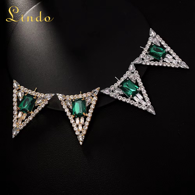 Rhinestone Crystal Triangle Earrings for Women