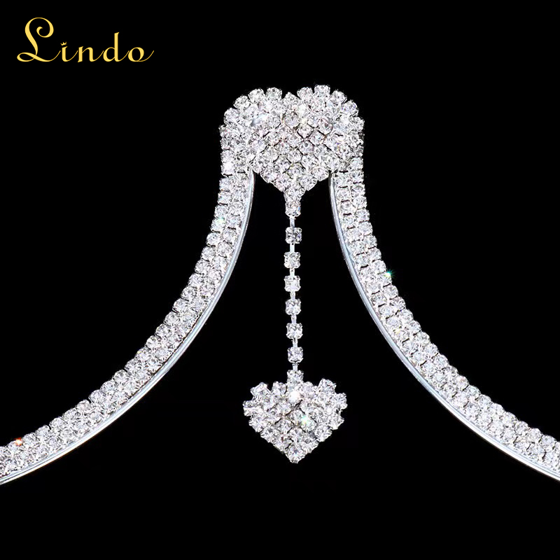 Rhinestone Heart Pendant for Metal Chain Bra