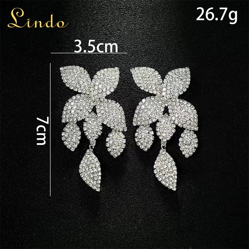 Rhinestone Large Flower Earrings