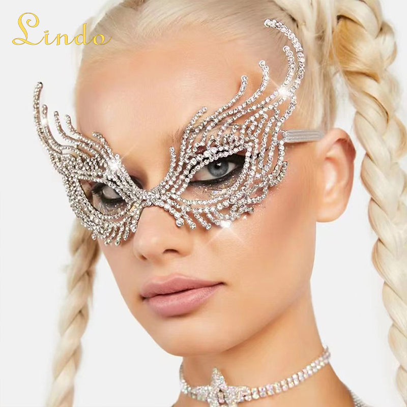 Rhinestone Masked Ball Masks for Glasses