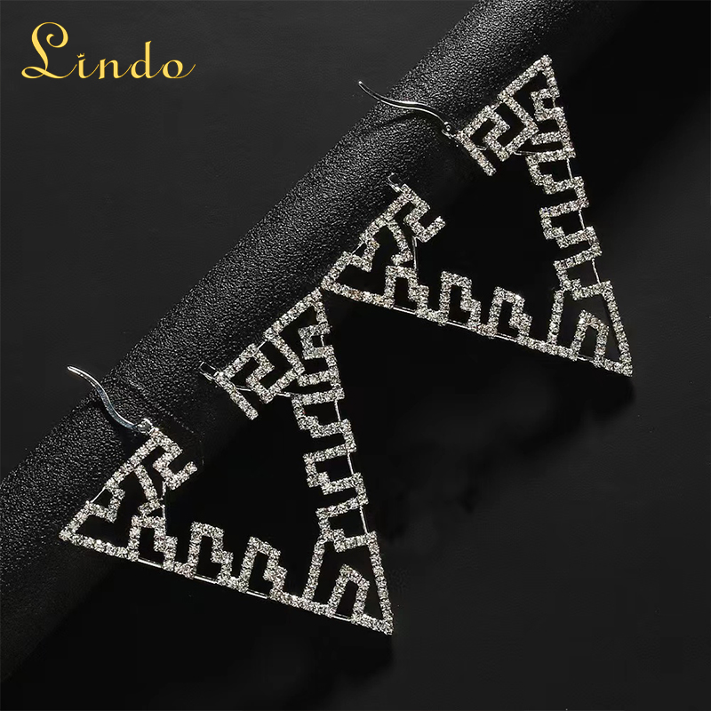 Rhinestone Triangle Hoop Earrings
