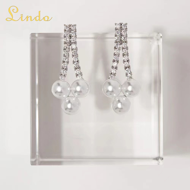 Rhinestone and Pearl Earrings