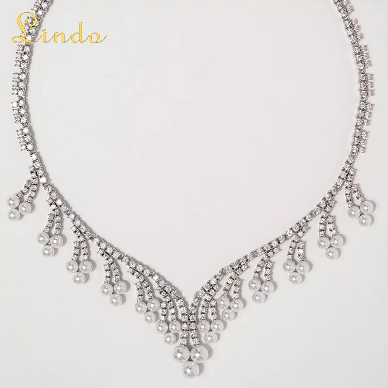 Rhinestone and Pearl Necklace