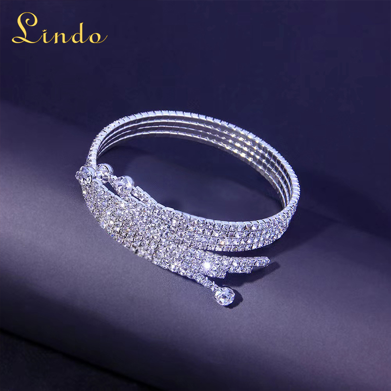 Silver Color Bling Crystal Cuff Bracelet