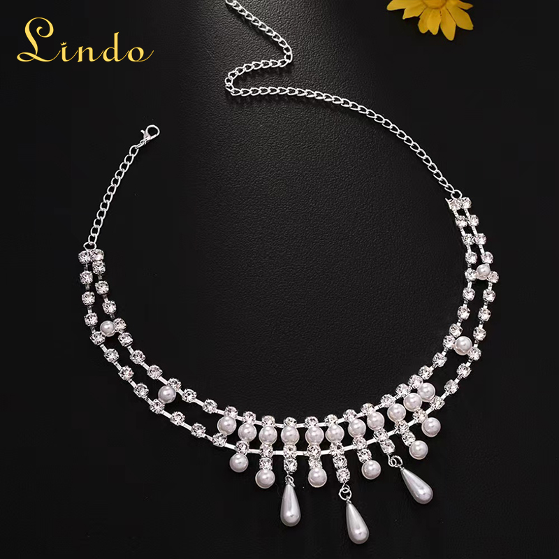 Silver Color Pearl Rhinestone Necklace