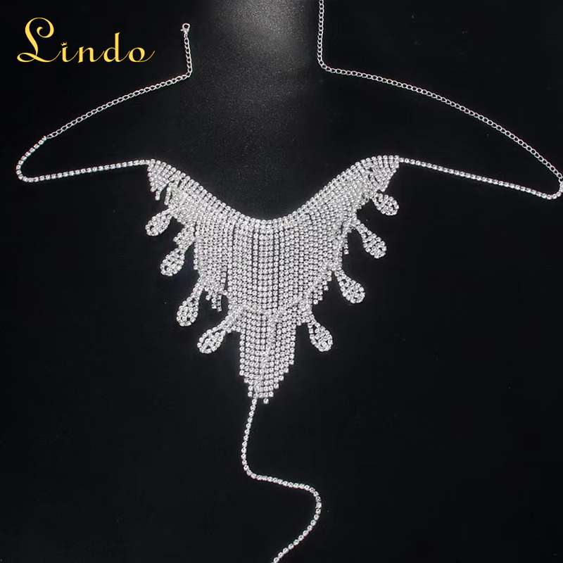 Silver Color Rhinestone Metal Lingerie Underwear