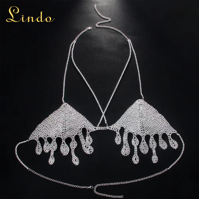 Silver Color Rhinestone Metal Lingerie