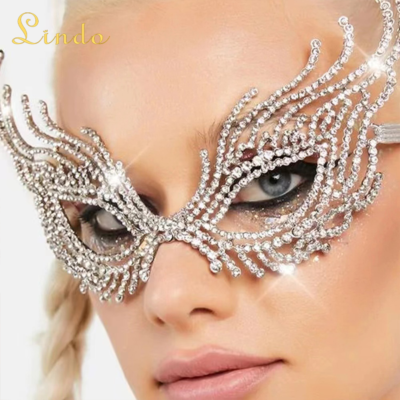 Sparkling Crystal Rhinestone Masked Ball Masks for Glasses