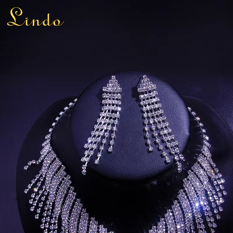 Sparkling Necklace and Earring Set for Wedding