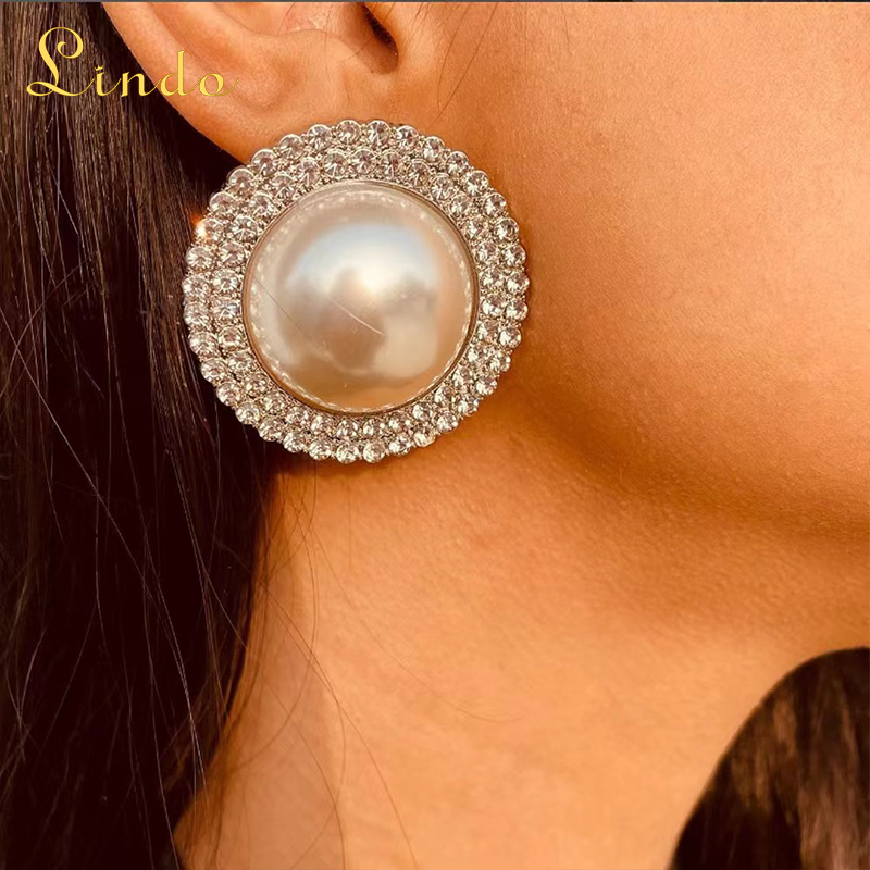 Sparkling Pearl and CZ Stud Earrings