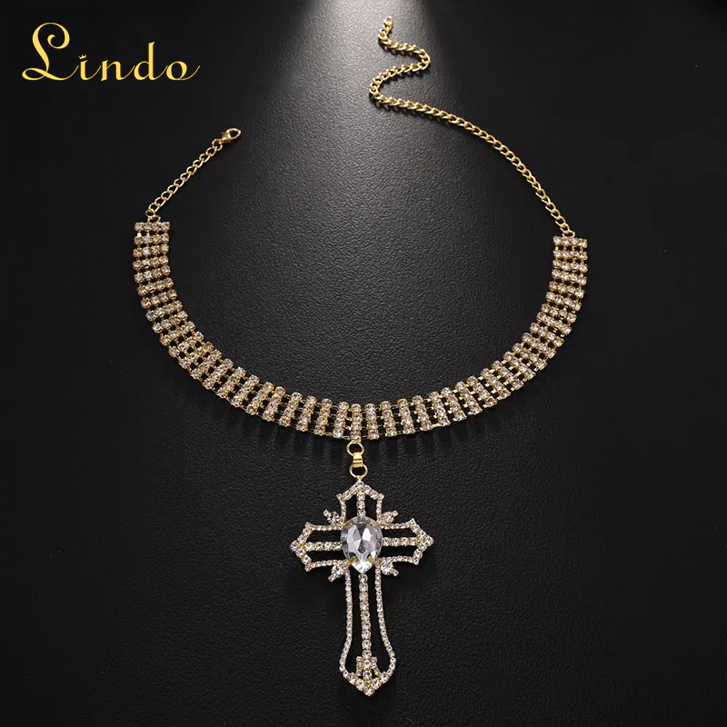 Cross Tennis Necklace Crystal Pendant Choker