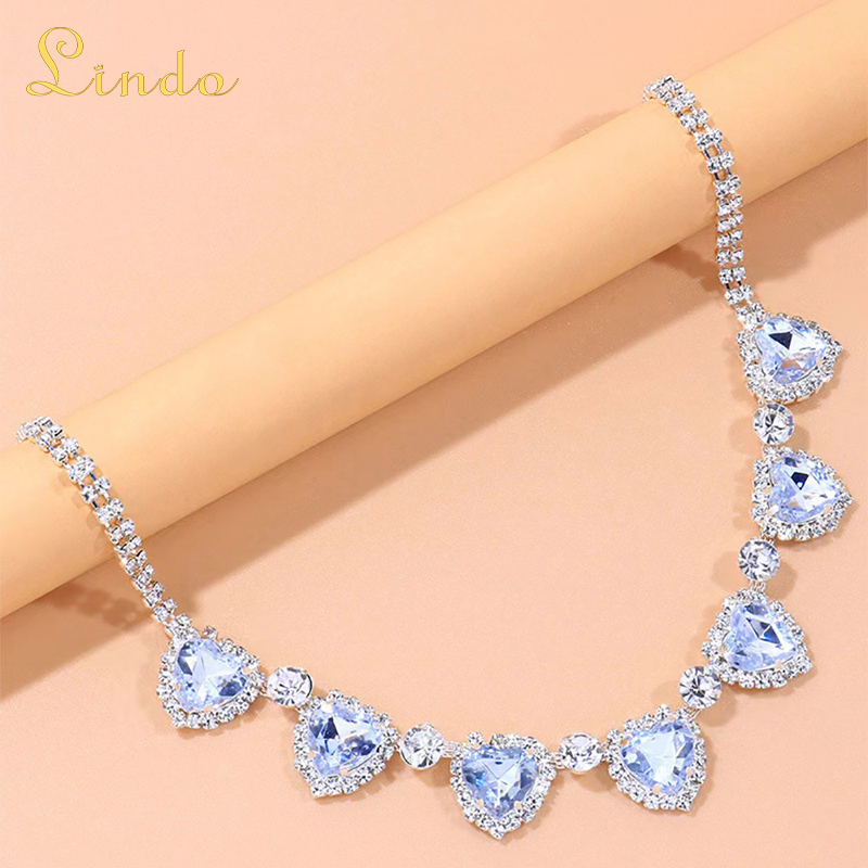 Heart Shaped Tennis Necklace Crystal Fashion Accessory