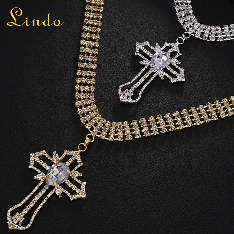 Cross Tennis Necklace Crystal Pendant Choker